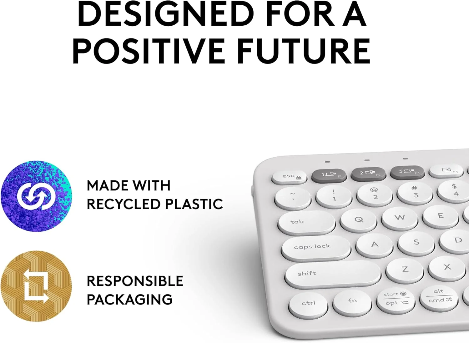 کیبورد بی‌سیم بلوتوثی چند دستگاهی لاجیتک Pebble Keys 2 K380s با کلیدهای میانبر قابل تنظیم، باریک و قابل حمل، Easy-Switch برای ویندوز، macOS، iPadOS، اندروید، Chrome OS، طرح‌بندی US Intl - سفید