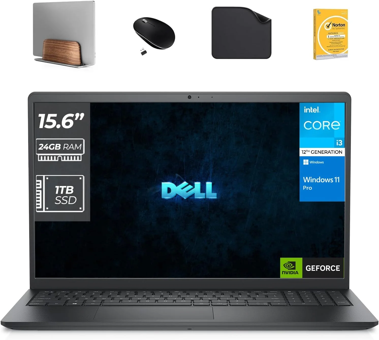 لپ تاپ تجاری DELL Vostro 3520، نسل دوازدهم Intel i3-1215U، رم 24 گیگابایت، SSD 1 ترابایت، ویندوز 11 پرو (شامل پایه لپ تاپ موج اول + ماوس بی سیم + پد ماوس + آنتی ویروس)
