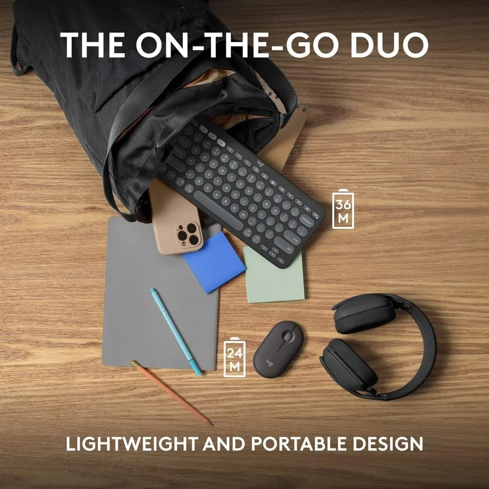 ست کیبورد و ماوس بیسیم لاجیتک Pebble 2، بیصدا و قابل حمل، قابل تنظیم، Logi Bolt، بلوتوث، Easy-Switch برای ویندوز، macOS، iPadOS، Chrome، طرحبندی ARA - گرافیت ست کیبورد و ماوس بیسیم لاجیتک Pebble 2، بیصدا و قابل حمل، قابل تنظیم، Logi Bolt، بلوتوث، Easy-Switch برای ویندوز، macOS، iPadOS، Chrome، طرحبندی ARA - گرافیت