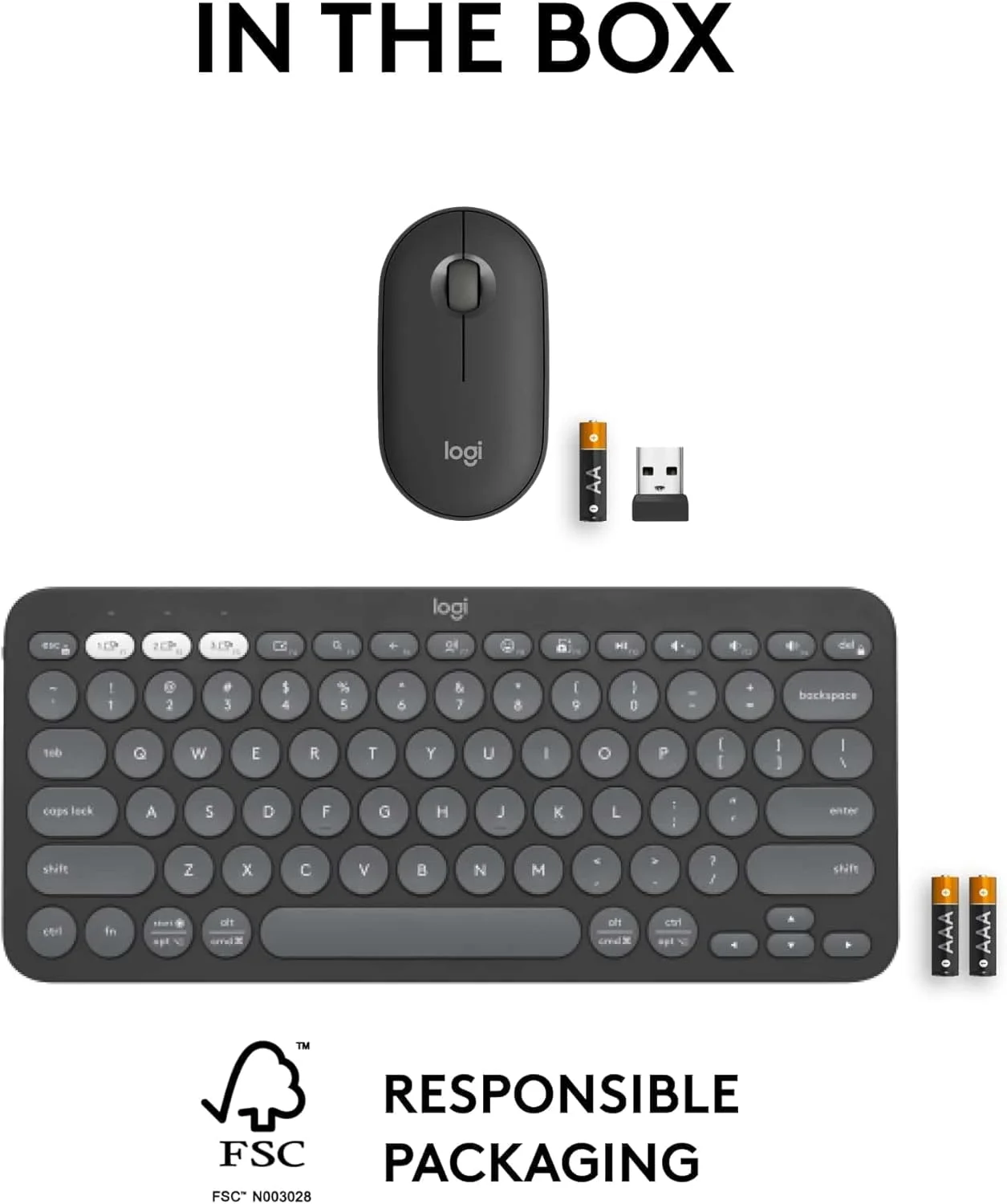 ست کیبورد و ماوس بیسیم لاجیتک Pebble 2، بیصدا و قابل حمل، قابل تنظیم، Logi Bolt، بلوتوث، Easy-Switch برای ویندوز، macOS، iPadOS، Chrome، طرحبندی ARA - گرافیت ست کیبورد و ماوس بیسیم لاجیتک Pebble 2، بیصدا و قابل حمل، قابل تنظیم، Logi Bolt، بلوتوث، Easy-Switch برای ویندوز، macOS، iPadOS، Chrome، طرحبندی ARA - گرافیت