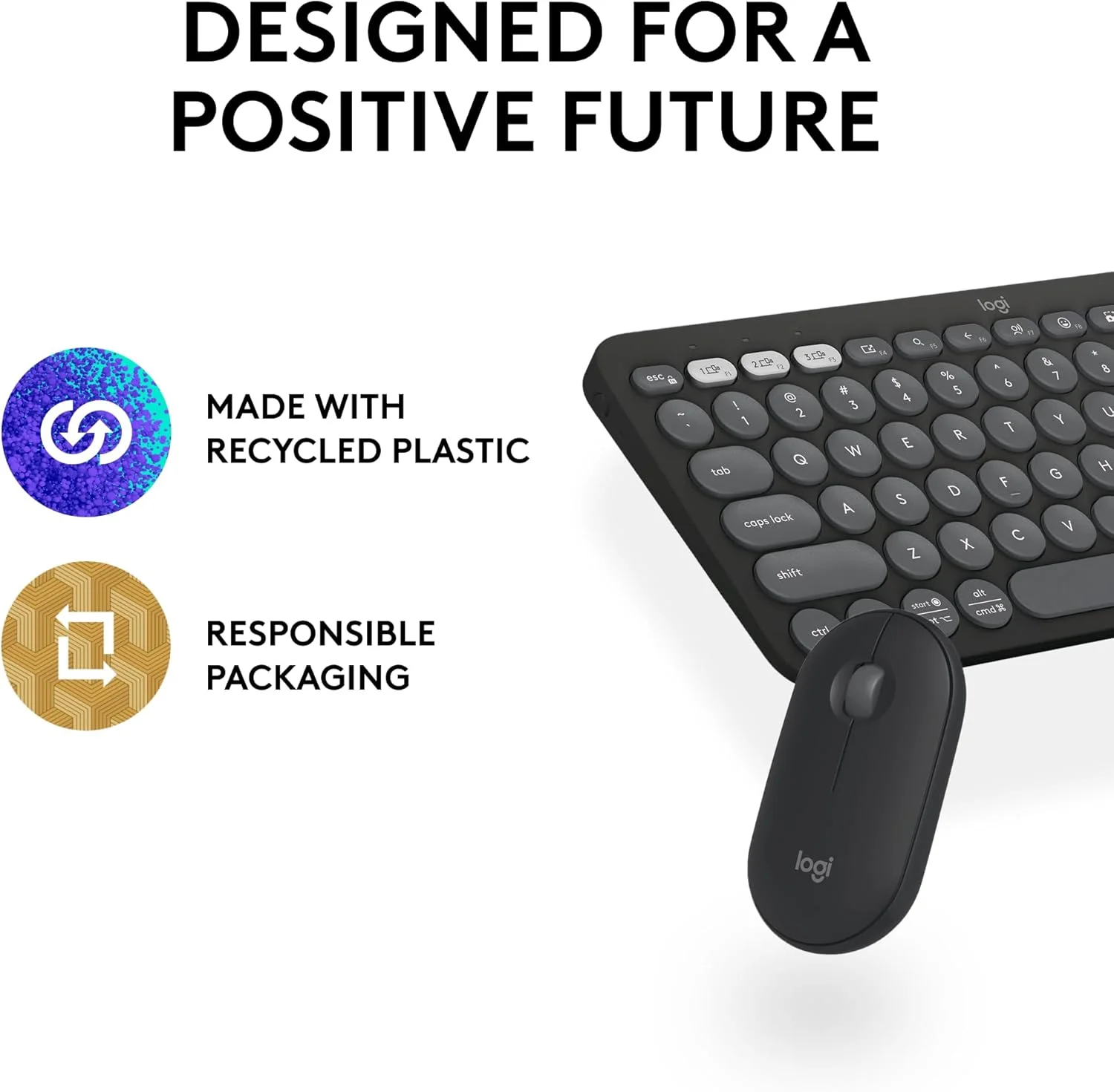 ست کیبورد و ماوس بیسیم لاجیتک Pebble 2، بیصدا و قابل حمل، قابل تنظیم، Logi Bolt، بلوتوث، Easy-Switch برای ویندوز، macOS، iPadOS، Chrome، طرحبندی ARA - گرافیت ست کیبورد و ماوس بیسیم لاجیتک Pebble 2، بیصدا و قابل حمل، قابل تنظیم، Logi Bolt، بلوتوث، Easy-Switch برای ویندوز، macOS، iPadOS، Chrome، طرحبندی ARA - گرافیت