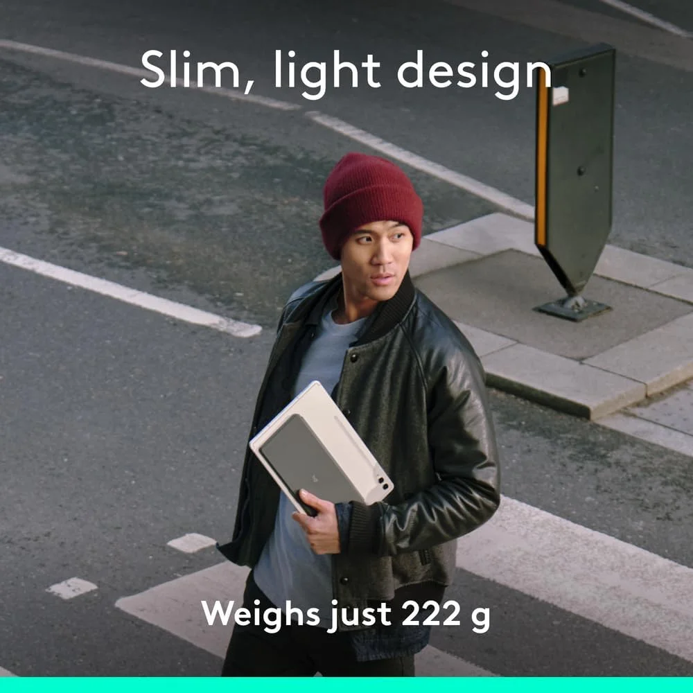 کیبورد بلوتوث قابل حمل Logitech Keys-To-Go 2 برای تبلت با پوشش داخلی، کیبورد بی‌سیم باریک و جمع و جور برای ویندوز، اندروید، لینوکس، آیپد، آیفون، مک، اپل تی‌وی، ARA - گرافیت
