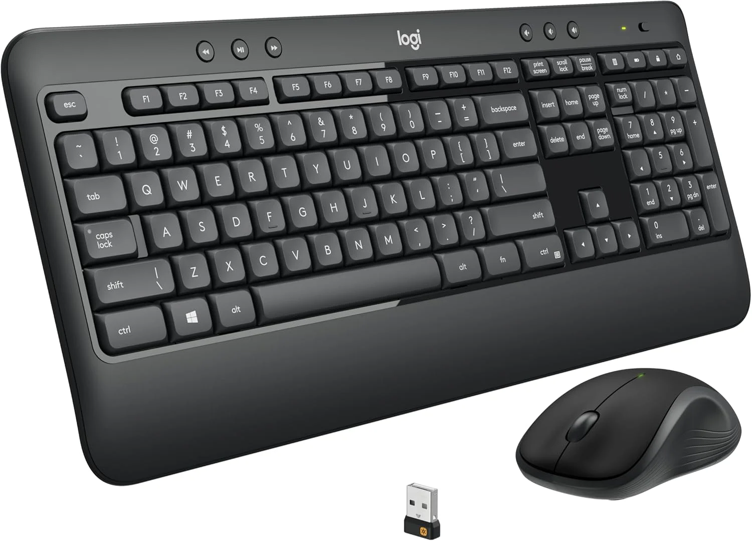 ست کیبورد و ماوس بی‌سیم پیشرفته لاجیتک MK540 برای ویندوز، گیرنده USB یکپارچه 2.4 گیگاهرتز، کلیدهای میانبر چندرسانه‌ای، عمر باتری 3 ساله، برای رایانه شخصی، لپ‌تاپ