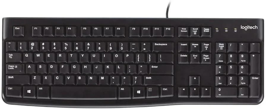 کیبورد سیم دار تجاری Logitech K120، طرح بندی QWERTY US International - مشکی
