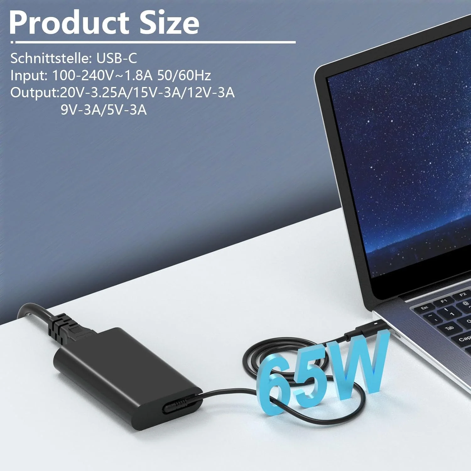 شارژر لپ تاپ 65 واتی USB C سازگار با DELL Latitude 5430 7430 5420 5520 5410 5530 5330 7320 7420 2-in-1، DELL XPS 13 15 9350 9360 9365 9370، آداپتور برق کامپیوتر Chromebook 3100 3380 Type C