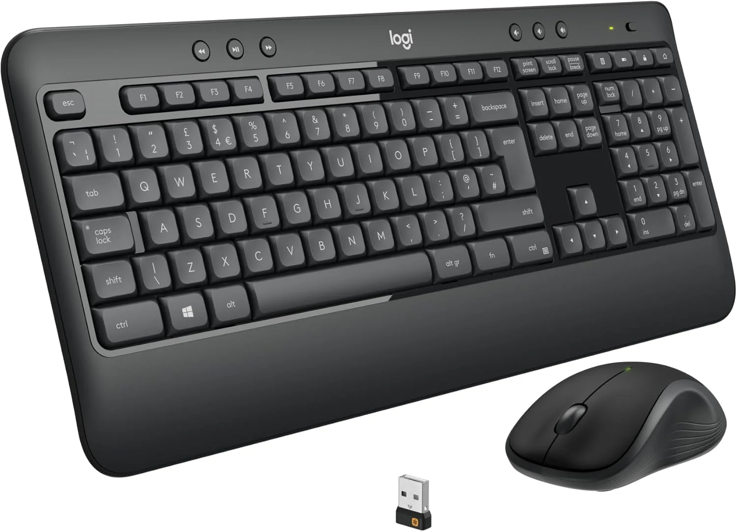 ست کیبورد و ماوس بی‌سیم لاجیتک مدل MK540 برای ویندوز، بی‌سیم 2.4 گیگاهرتز با گیرنده USB یکپارچه، ماوس بی‌سیم، کلیدهای میانبر چندرسانه‌ای، عمر باتری 3 ساله، PC/لپ‌تاپ - مشکی