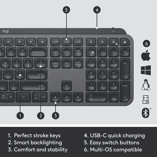 ست کیبورد و ماوس بیسیم لاجیتک MX Keys Combo for Business | Gen 2، کیبورد سایز کامل و ماوس بیسیم، با استراحتگاه مچ دست کیبورد، بلوتوث، Logi Bolt، کلیکهای بیصدا، سازگار با Windows/Mac/Chrome/Linux - Graphite ست کیبورد و ماوس بیسیم لاجیتک MX Keys Combo for Business | Gen 2، کیبورد سایز کامل و ماوس بیسیم، با استراحتگاه مچ دست کیبورد، بلوتوث، Logi Bolt، کلیکهای بیصدا، سازگار با Windows/Mac/Chrome/Linux - Graphite