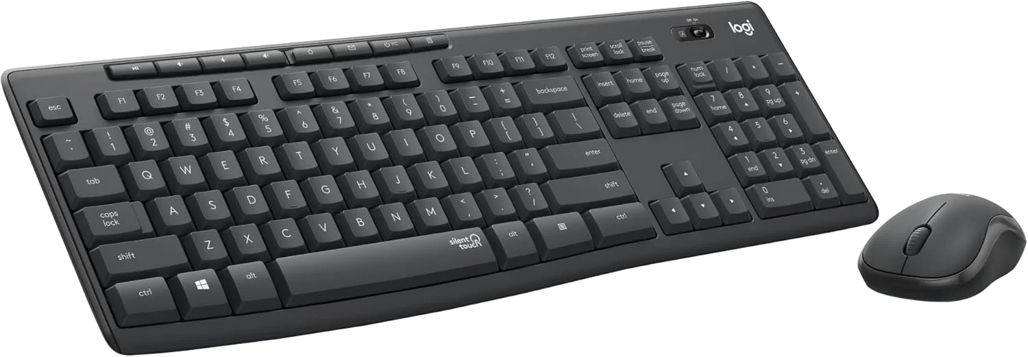 مجموعه کیبورد و ماوس بی‌سیم لاجیتک MK295 - فناوری SilentTouch، صفحه کلید شماره کامل، دکمه‌های میانبر، گیرنده USB نانو، 90٪ صدای کمتر - مشکی