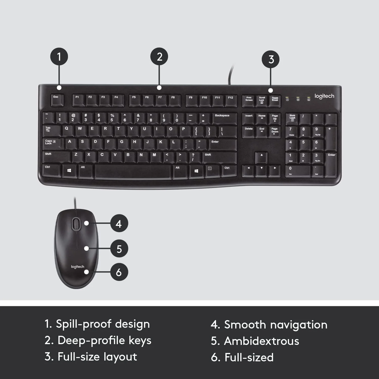 کیبورد و ماوس سیم دار Logitech MK120 برای ویندوز، ماوس اپتیکال سیم دار، اتصال USB Plug and Play، اندازه کامل، PC/لپ تاپ، طرح بندی انگلیسی/عربی مشکی، 920-002546 کیبورد و ماوس سیم دار Logitech MK120 برای ویندوز، ماوس اپتیکال سیم دار، اتصال USB Plug and Play، اندازه کامل، PC/لپ تاپ، طرح بندی انگلیسی/عربی مشکی، 920-002546