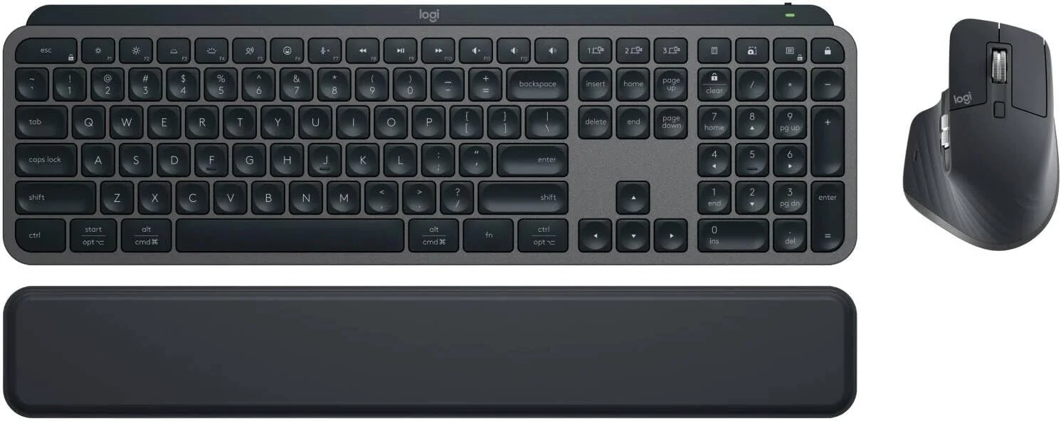 مجموعه Logitech MX Keys برای کسب و کار | نسل 2، کیبورد بی سیم و ماوس بی سیم سایز کامل، با استراحتگاه مچ دست کیبورد، بلوتوث، Logi Bolt، کلیک های بی صدا، ویندوز/مک/کروم/لینوکس - گرافیت - ARA