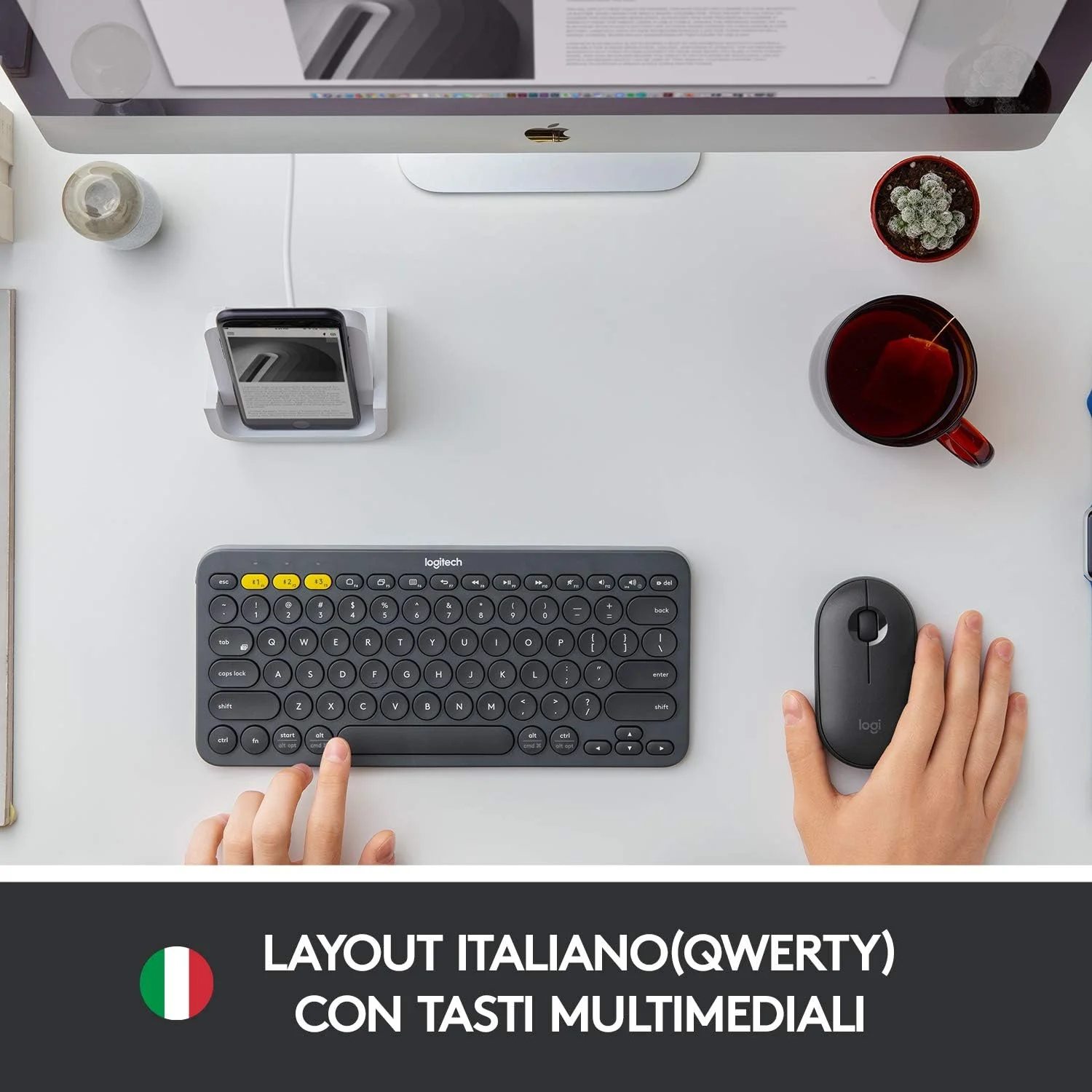 کیبورد بی سیم چند دستگاهی لاجیتک K380، طرح بندی ایتالیایی QWERTY - مشکی