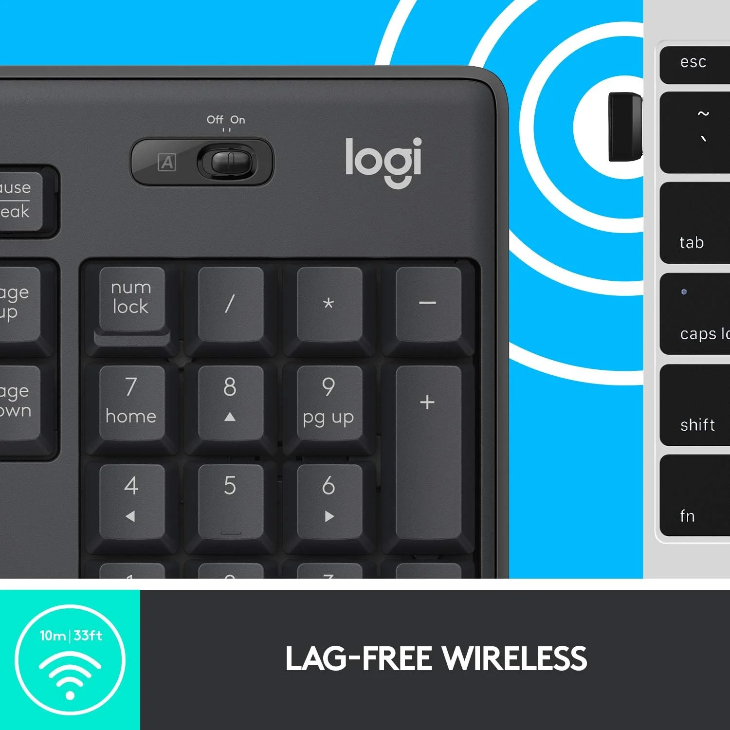 مجموعه ماوس و کیبورد بی‌سیم بی‌صدای لاجیتک MK295 با فناوری SilentTouch، صفحه کلید کامل، ردیابی نوری پیشرفته، بی‌سیم بدون تاخیر، 90% نویز کمتر، طرح‌بندی QWERTY انگلیسی بریتانیایی - مشکی