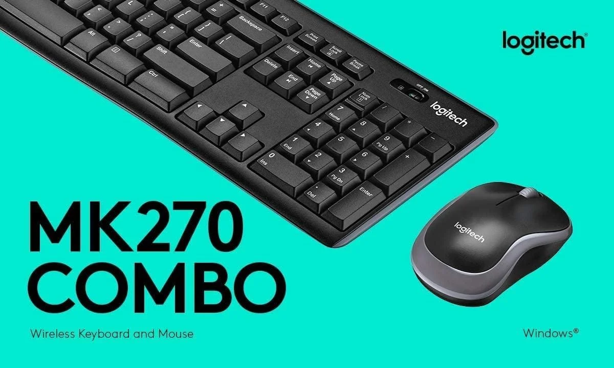 ست کیبورد و ماوس بی‌سیم لاجیتک MK270 برای ویندوز، بی‌سیم 2.4 گیگاهرتز، ماوس بی‌سیم جمع و جور، 8 کلید میانبر چندرسانه‌ای، عمر باتری 2 ساله، PC/لپ‌تاپ، انگلیسی/عربی