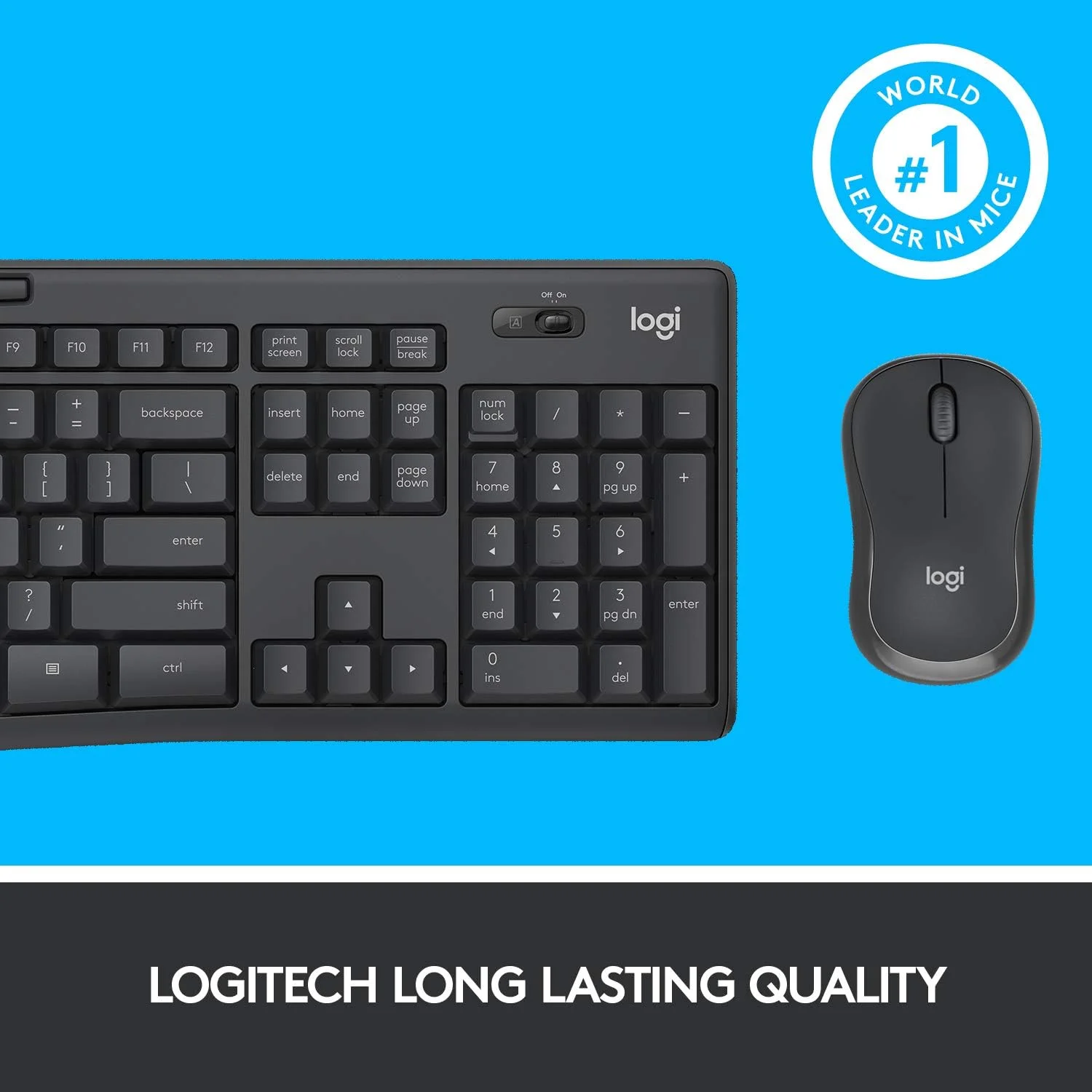 مجموعه ماوس و کیبورد بی‌سیم بی‌صدای لاجیتک MK295 با فناوری SilentTouch، صفحه کلید کامل، ردیابی نوری پیشرفته، بی‌سیم بدون تاخیر، 90% نویز کمتر، طرح‌بندی QWERTY انگلیسی بریتانیایی - مشکی