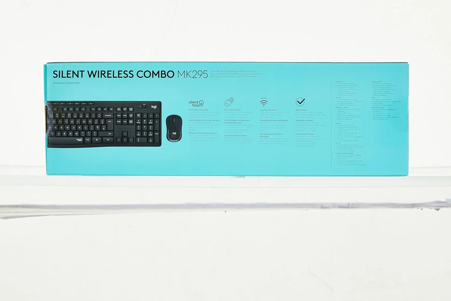 مجموعه ماوس و کیبورد بی‌سیم بی‌صدای لاجیتک MK295 با فناوری SilentTouch، صفحه کلید کامل، ردیابی نوری پیشرفته، بی‌سیم بدون تاخیر، 90% نویز کمتر، طرح‌بندی QWERTY انگلیسی بریتانیایی - مشکی