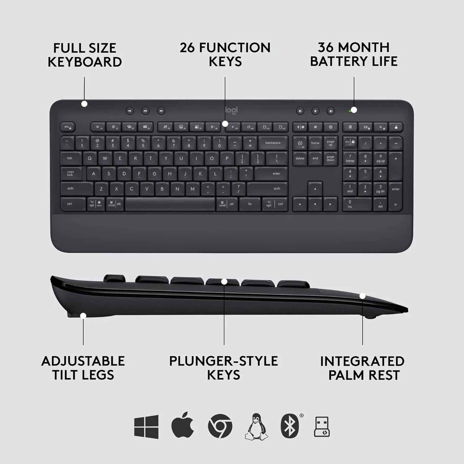 مجموعه Logitech Signature MK650 برای کسب و کار، ماوس و کیبورد بی سیم، Logi Bolt، بلوتوث، SmartWheel، دارای گواهی جهانی، Windows/Mac/Chrome/Linux - Graphite مجموعه Logitech Signature MK650 برای کسب و کار، ماوس و کیبورد بی سیم، Logi Bolt، بلوتوث، SmartWheel، دارای گواهی جهانی، Windows/Mac/Chrome/Linux - Graphite