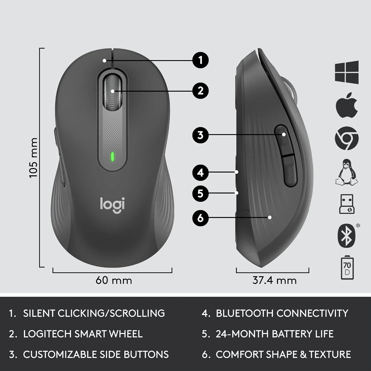 مجموعه Logitech Signature MK650 برای کسب و کار، ماوس و کیبورد بی سیم، Logi Bolt، بلوتوث، SmartWheel، دارای گواهی جهانی، Windows/Mac/Chrome/Linux - Graphite مجموعه Logitech Signature MK650 برای کسب و کار، ماوس و کیبورد بی سیم، Logi Bolt، بلوتوث، SmartWheel، دارای گواهی جهانی، Windows/Mac/Chrome/Linux - Graphite