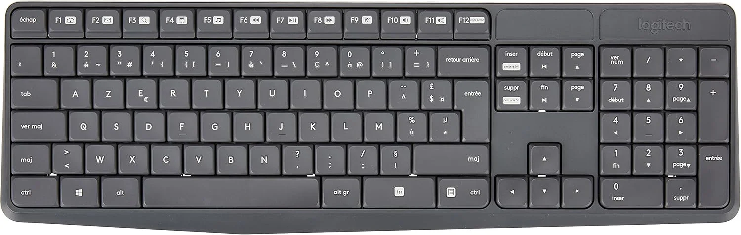 مجموعه کیبورد و ماوس بی‌سیم لاجیتک MK235 برای ویندوز، طرح‌بندی فرانسوی AZERTY - خاکستری