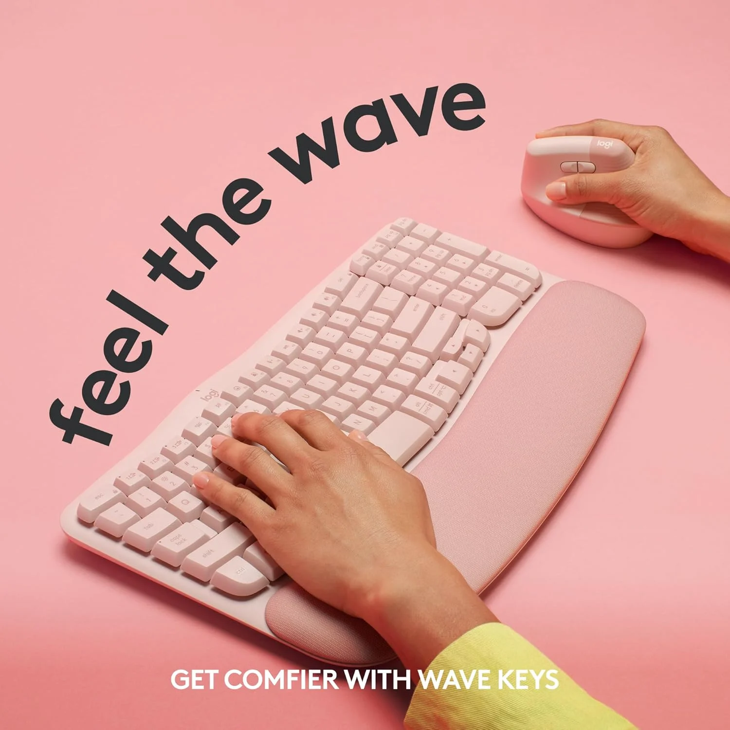 کیبورد ارگونومیک بیسیم لاجیتک Wave Keys با تکیهگاه مچی نرم، تایپ طبیعی راحت، Easy-Switch، بلوتوث، گیرنده Logi Bolt، برای سیستمعاملهای مختلف، ویندوز/مک - رز کیبورد ارگونومیک بیسیم لاجیتک Wave Keys با تکیهگاه مچی نرم، تایپ طبیعی راحت، Easy-Switch، بلوتوث، گیرنده Logi Bolt، برای سیستمعاملهای مختلف، ویندوز/مک - رز