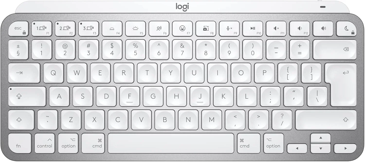 کیبورد بی‌سیم مینیمالیستی لاجیتک MX Keys Mini for Mac، جمع و جور، بلوتوث، کلیدهای دارای نور پس‌زمینه، USB-C، تایپ لمسی، سازگار با MacBook Pro، Macbook Air، iMac، iPad
