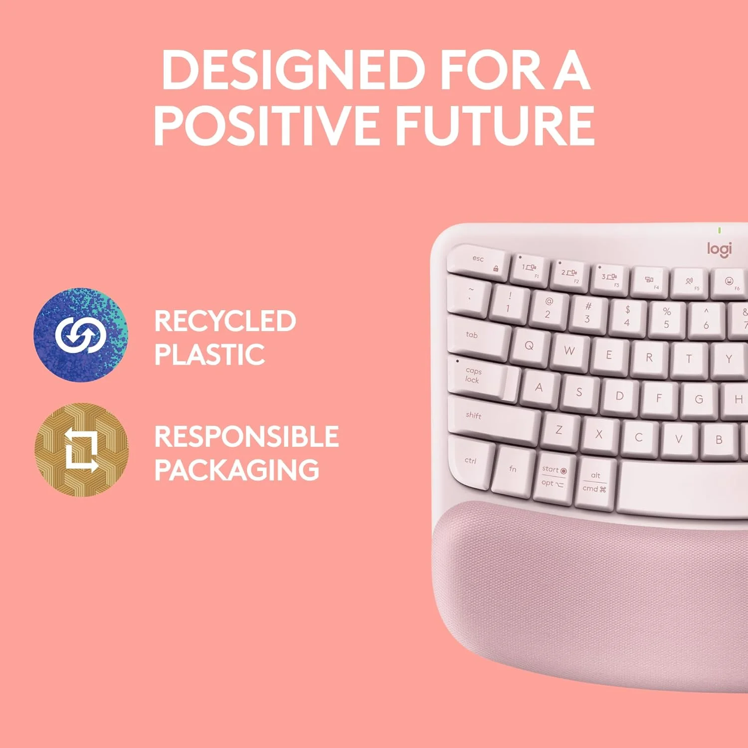 کیبورد ارگونومیک بیسیم لاجیتک Wave Keys با تکیهگاه مچی نرم، تایپ طبیعی راحت، Easy-Switch، بلوتوث، گیرنده Logi Bolt، برای سیستمعاملهای مختلف، ویندوز/مک - رز کیبورد ارگونومیک بیسیم لاجیتک Wave Keys با تکیهگاه مچی نرم، تایپ طبیعی راحت، Easy-Switch، بلوتوث، گیرنده Logi Bolt، برای سیستمعاملهای مختلف، ویندوز/مک - رز