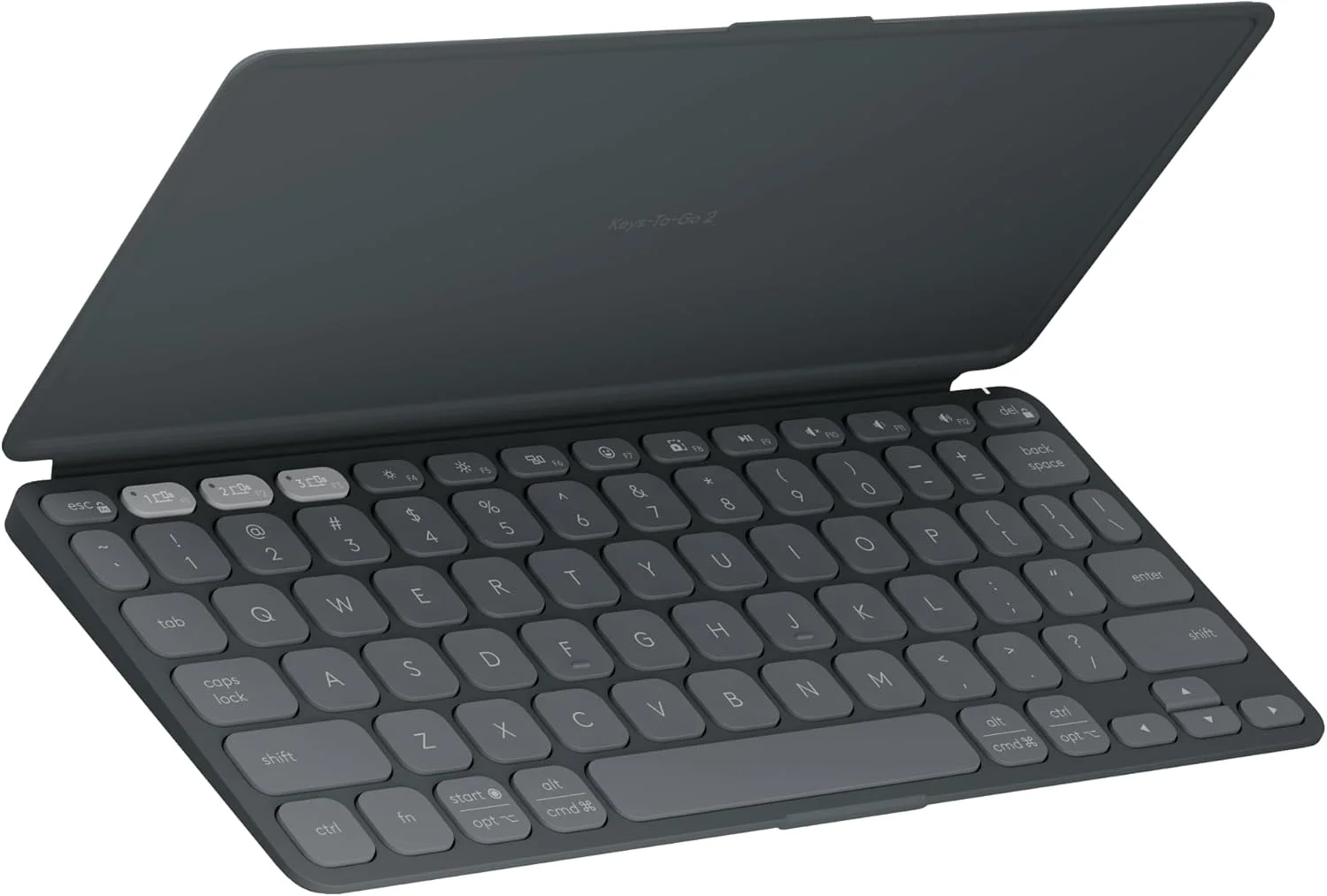 کیبورد بلوتوثی قابل حمل Logitech KEYS-to-GO 2 با پوشش داخلی، کیبورد بی‌سیم باریک و جمع و جور برای ویندوز، اندروید، لینوکس، آیپد، آیفون، مک، اپل تی‌وی - گرافیت