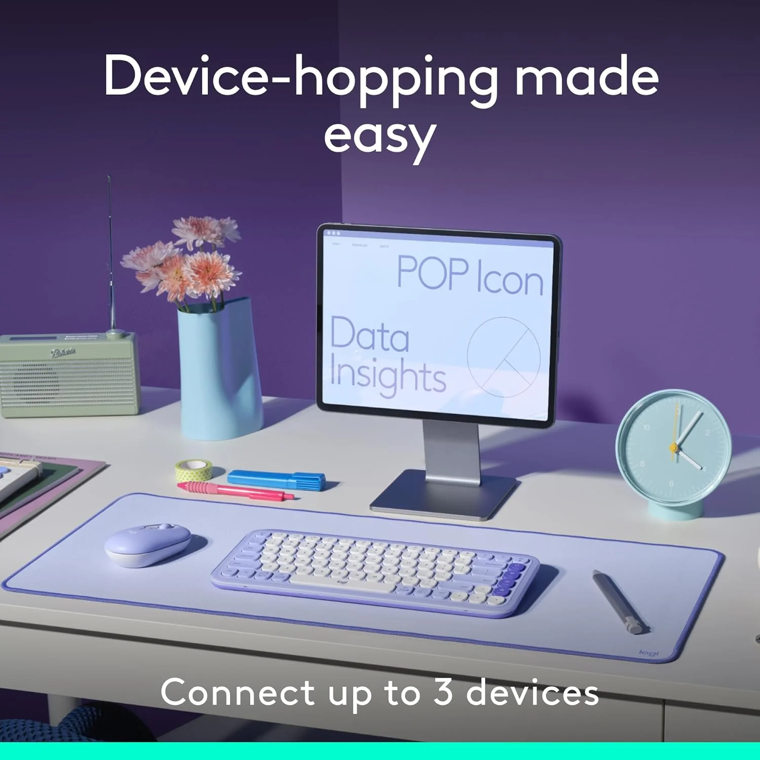 ست ترکیبی کیبورد و ماوس بلوتوثی Logitech POP ICON، تایپ راحت، کلیدها و دکمههای قابل برنامهریزی، کلیکهای بیصدا، جابجایی آسان بین 3 دستگاه - یاسی ست ترکیبی کیبورد و ماوس بلوتوثی Logitech POP ICON، تایپ راحت، کلیدها و دکمههای قابل برنامهریزی، کلیکهای بیصدا، جابجایی آسان بین 3 دستگاه - یاسی