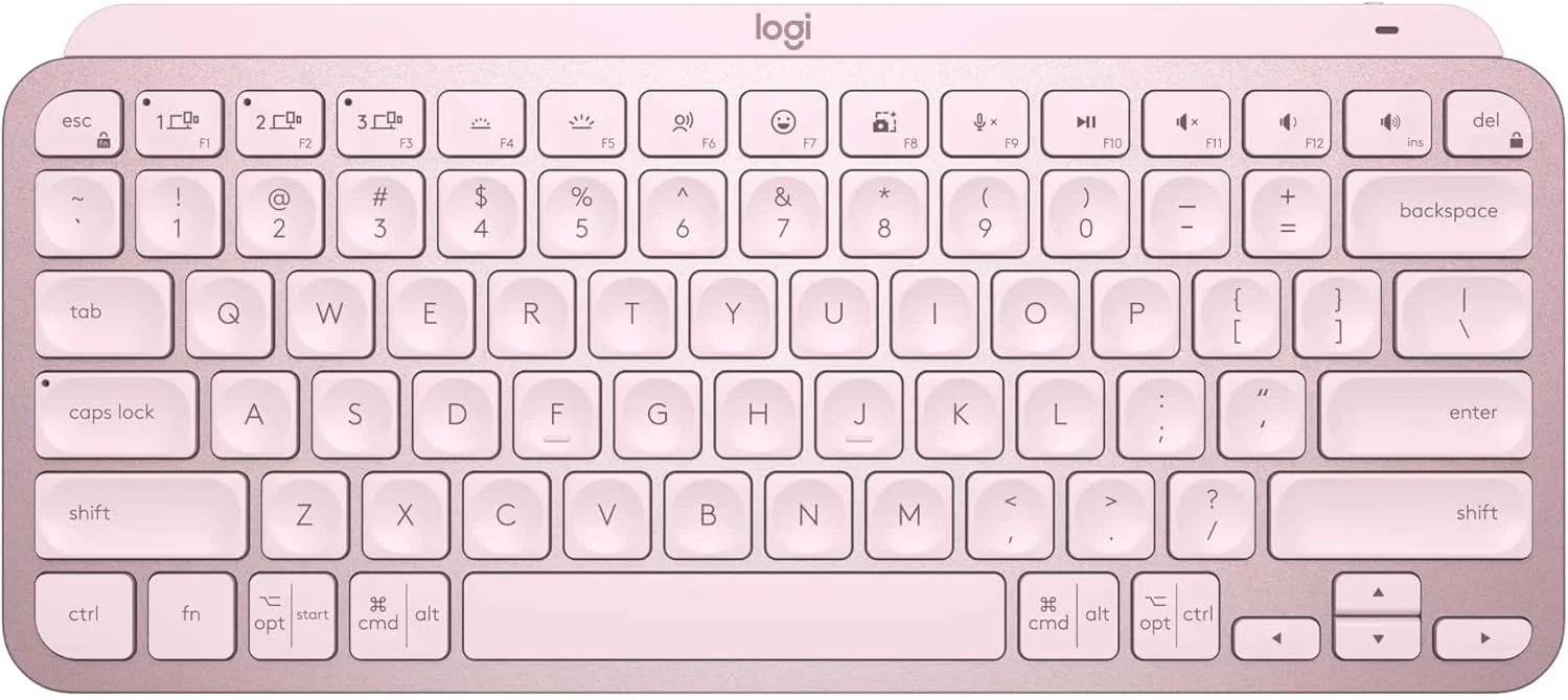 کیبورد بی سیم نور پس زمینه دار Logitech USB-C مدل Mx Keys - رز