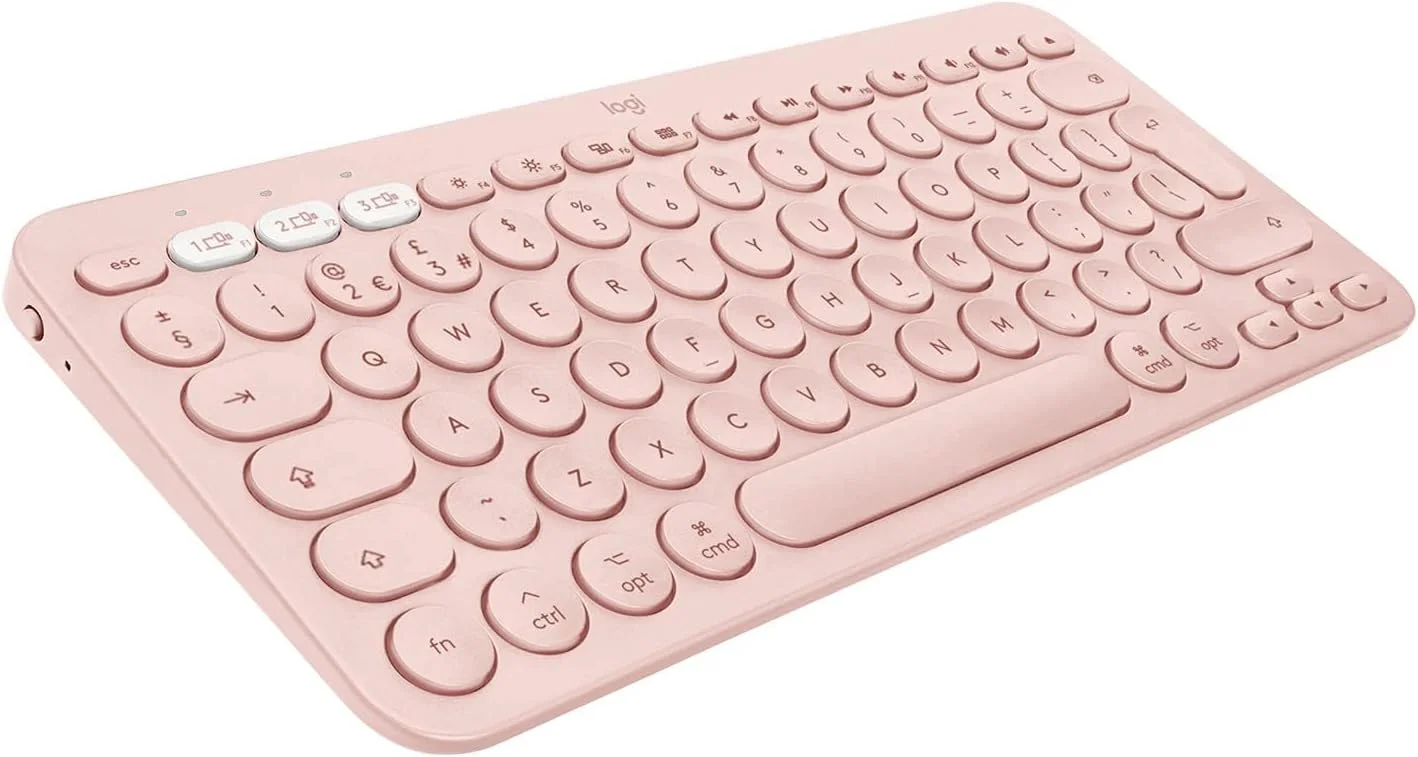 کیبورد بلوتوث چند دستگاهی Logitech K380 برای مک با طراحی باریک و جمع و جور، سوییچ آسان تا 3 دستگاه، کلیدهای قیچی‌شکل، باتری 2 ساله، macOS/iOS/iPadOS، طرح‌بندی QWERTY انگلیسی بریتانیایی - رز، بسته‌ی 1 عددی
