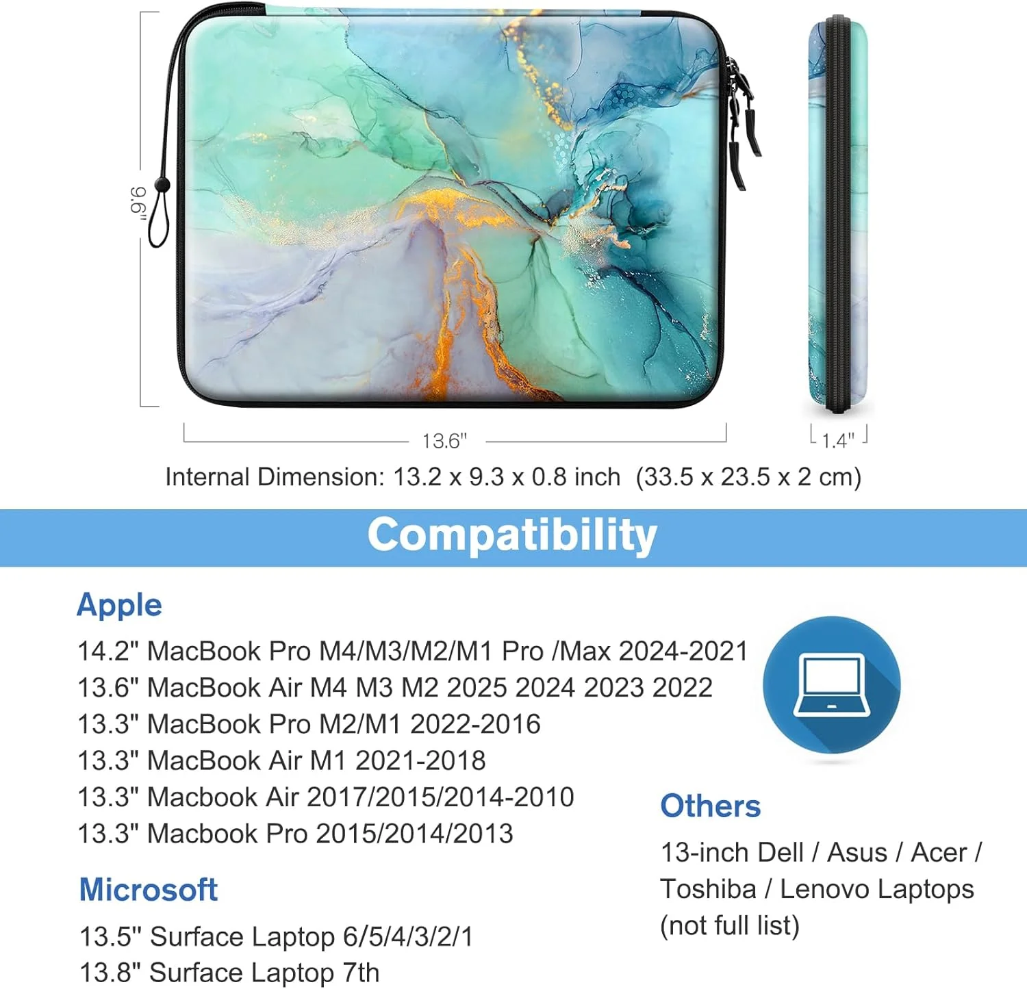 کیف محافظ هارد لپ تاپ FINPAC مناسب برای MacBook Pro M1 14 اینچی 2021، MacBook Air/Pro 13.3 اینچی، کیف حمل ضد ضربه کامپیوتر برای Dell Inspiron 13/XPS 13، Surface Laptop، HP، Acer (سنگ مرمر زمردی) کیف محافظ هارد لپ تاپ FINPAC مناسب برای MacBook Pro M1 14 اینچی 2021، MacBook Air/Pro 13.3 اینچی، کیف حمل ضد ضربه کامپیوتر برای Dell Inspiron 13/XPS 13، Surface Laptop، HP، Acer (سنگ مرمر زمردی)