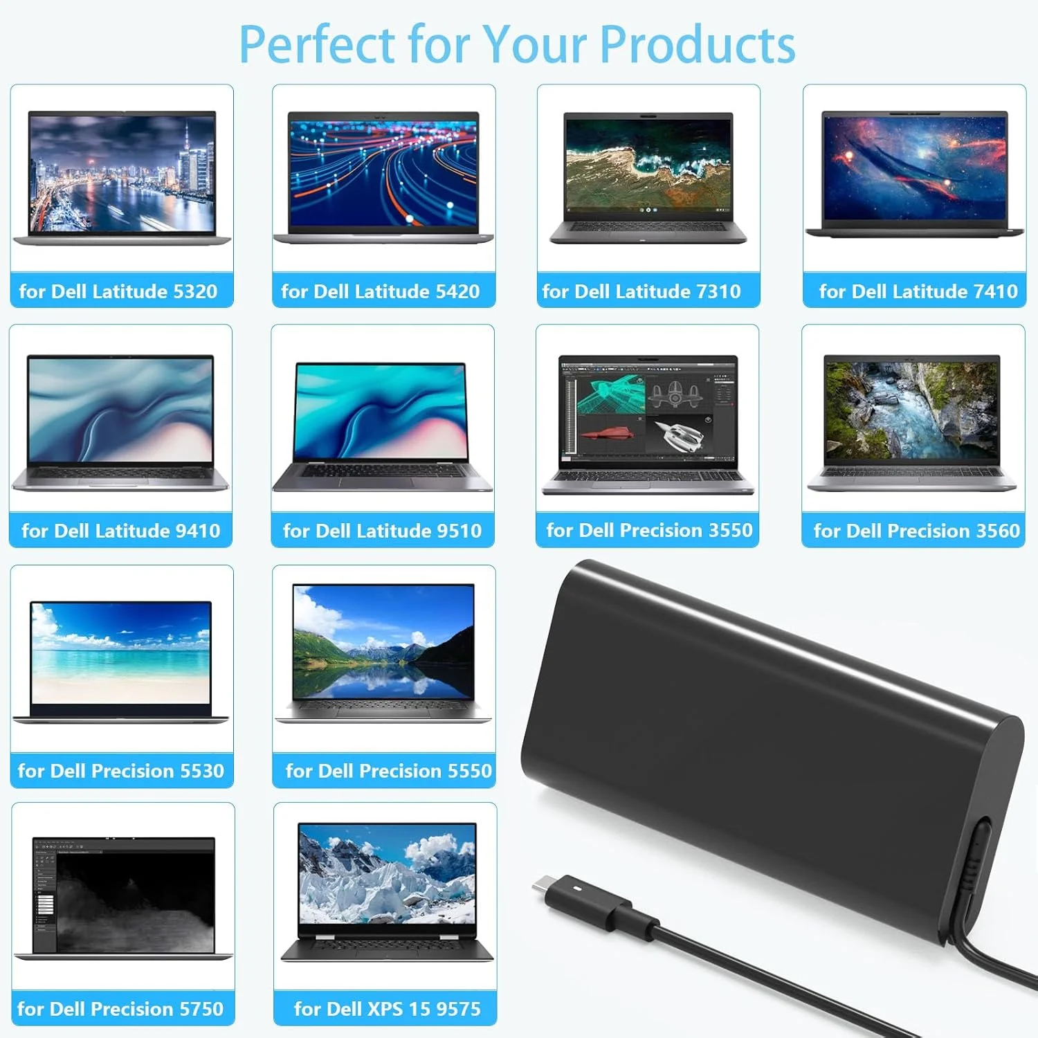 شارژر لپ تاپ 130 واتی USB C مدل HAFIUEGE سازگار با Dell XPS 15 17 9520 9575 9500 9700 Dell Precision 5530 2in1 5570 5550 5750 5760 5530 Latitude 7210 7310 7410 9410 9510 5420 آداپتور برق Type C شارژر لپ تاپ 130 واتی USB C مدل HAFIUEGE سازگار با Dell XPS 15 17 9520 9575 9500 9700 Dell Precision 5530 2in1 5570 5550 5750 5760 5530 Latitude 7210 7310 7410 9410 9510 5420 آداپتور برق Type C