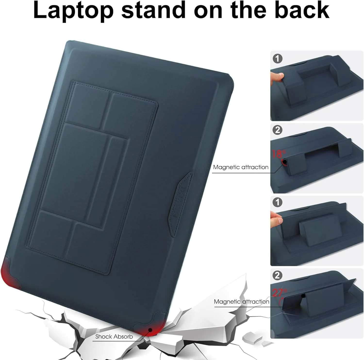 کیف لپ تاپ چرمی 13-14 اینچی سازگار با مک بوک ایر پرو، سرفیس، دل XPS، کیف محافظ شیک لپ تاپ، روکش بادوام و باریک با آستر نرم، ایده آل برای دفتر کار، مسافرت های تجاری، آبی سرمه ای