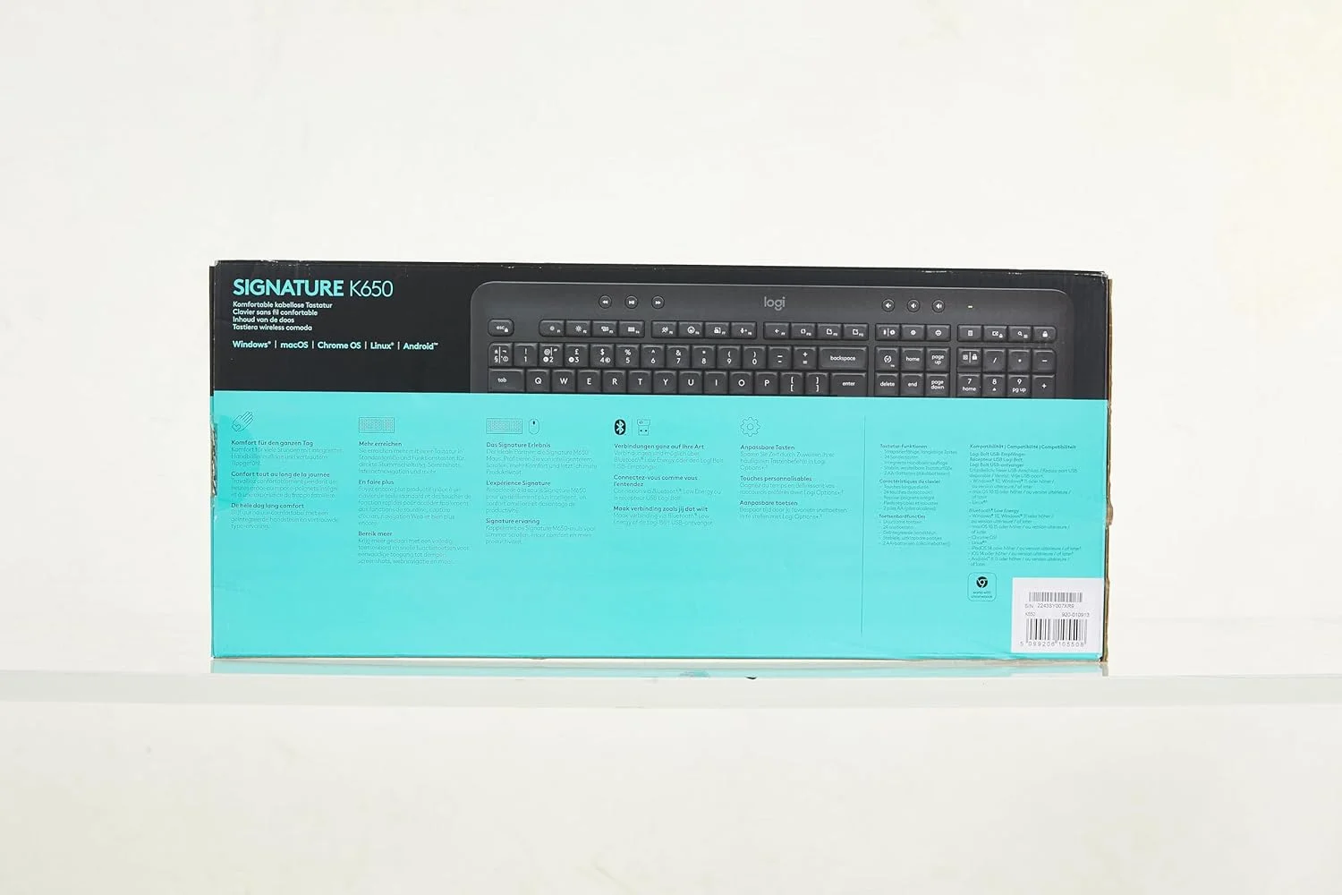 کیبورد بیسیم لاجیتک Signature K650 Comfort با استراحتگاه مچ دست، بلوتوث BLE/گیرنده USB Logi Bolt، کیبورد نرم، Numpad، PC/Windows/Mac، آلمانی QWERTZ - خاکستری کیبورد بیسیم لاجیتک Signature K650 Comfort با استراحتگاه مچ دست، بلوتوث BLE/گیرنده USB Logi Bolt، کیبورد نرم، Numpad، PC/Windows/Mac، آلمانی QWERTZ - خاکستری