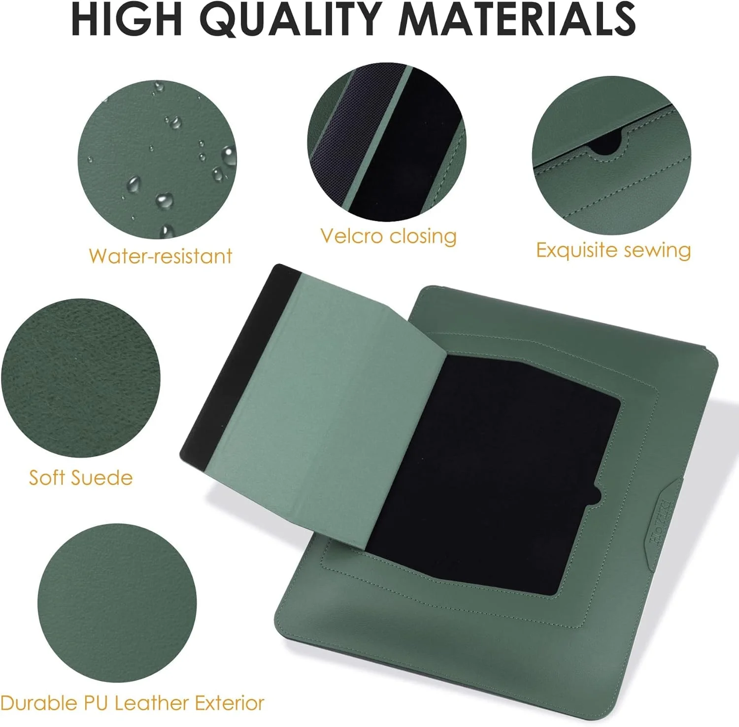 کیف چرمی محافظ لپ تاپ 13-14 اینچی MAKINGTEC سازگار با MacBook Air 13.3''/13.6'' M1 M2/MacBook Pro 13 2022-2016/Dell XPS 13/Surface Pro X/8/7 /6/5/Surface Laptop 13.5 اینچ، سبز