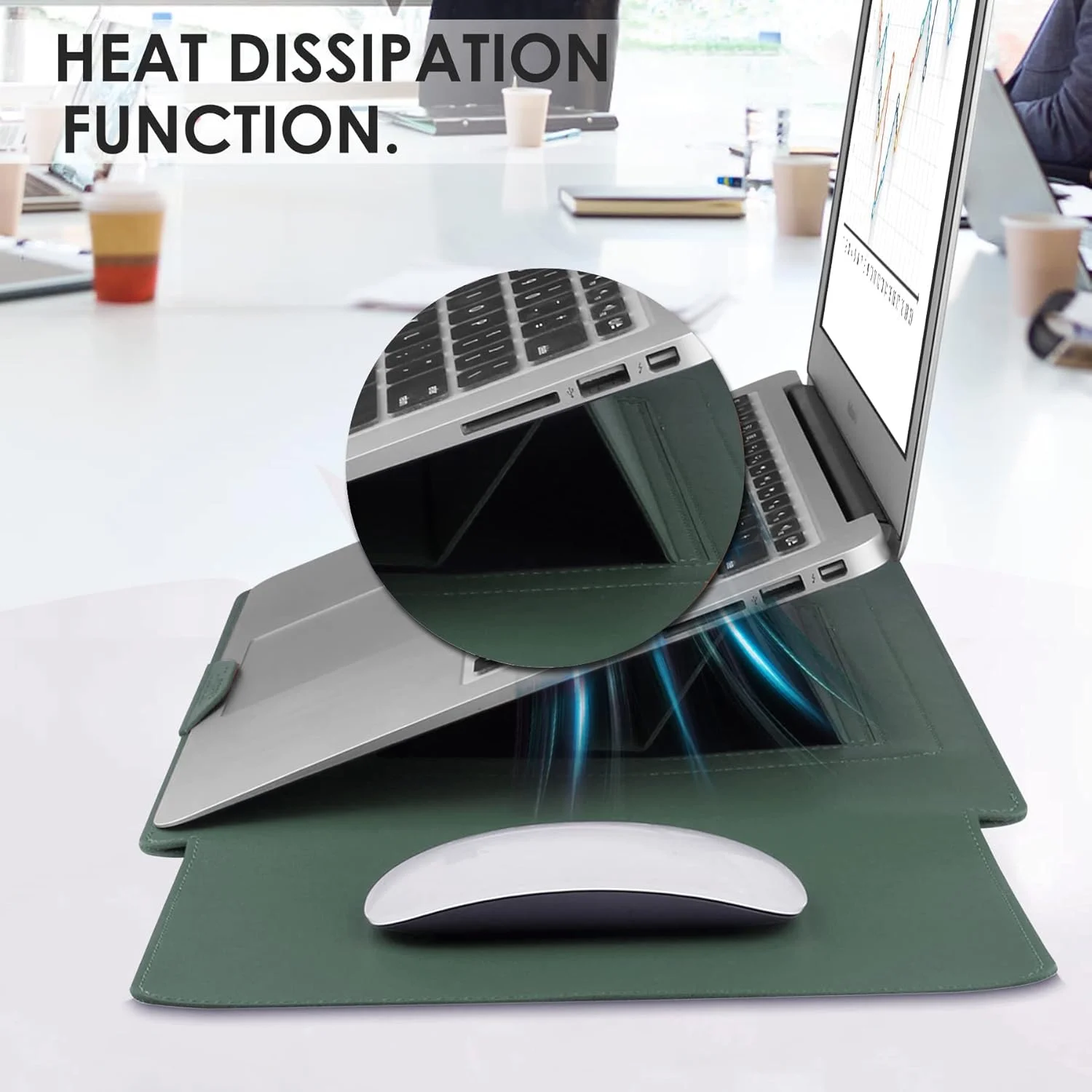 کیف چرمی محافظ لپ تاپ 13-14 اینچی MAKINGTEC سازگار با MacBook Air 13.3''/13.6'' M1 M2/MacBook Pro 13 2022-2016/Dell XPS 13/Surface Pro X/8/7 /6/5/Surface Laptop 13.5 اینچ، سبز