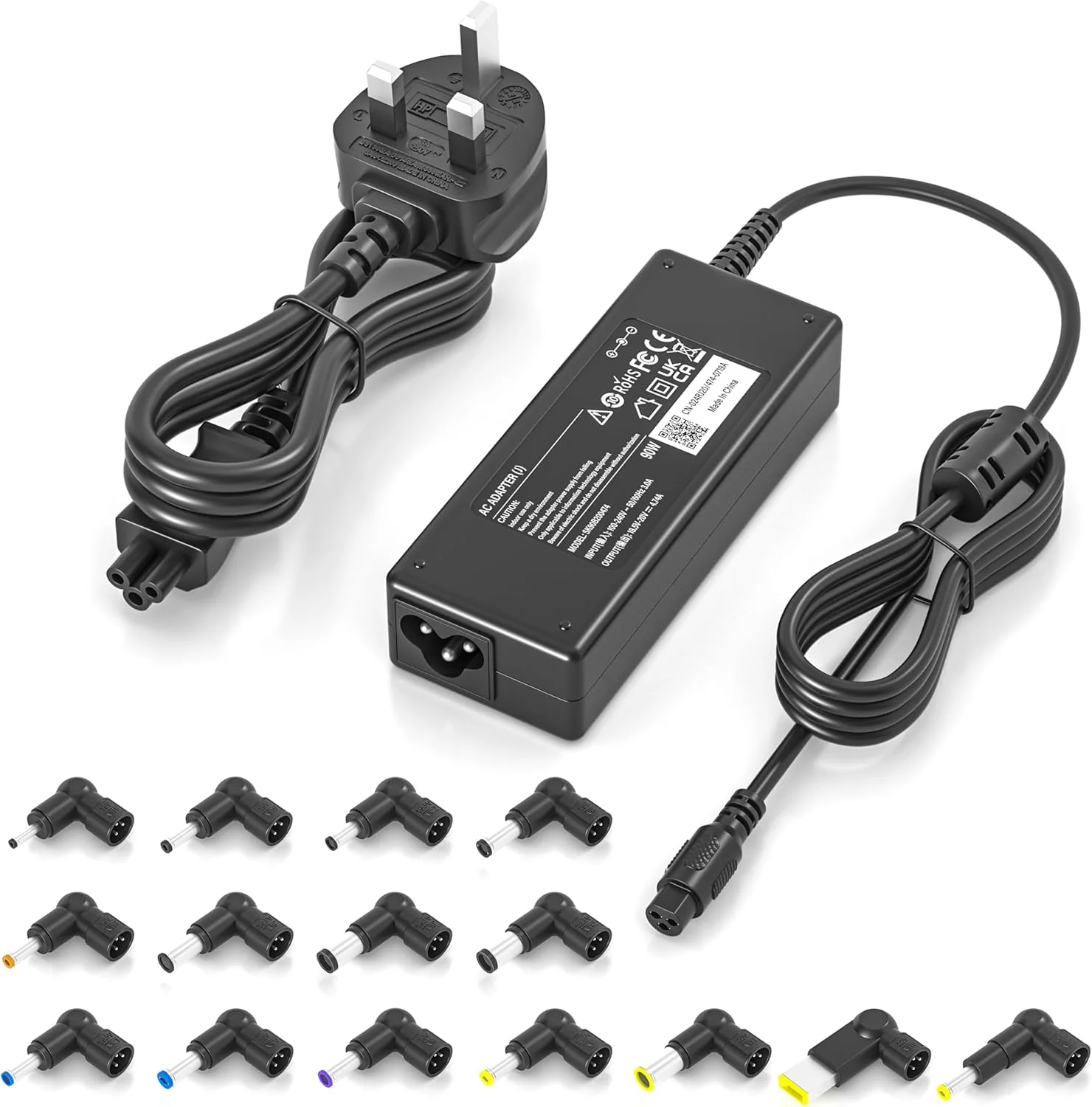 شارژر لپ تاپ 90 واتی یونیورسال NATNO، آداپتور AC برای HP، Lenovo، Dell، Acer، Asus، Toshiba، Samsung، Sony، Fujitsu، IBM، Gateway، نوت بوک، اولترابوک، Chromebook، منبع تغذیه با 15 کانکتور