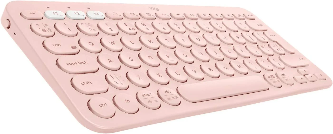 کیبورد بلوتوث بی‌سیم چند دستگاهی Logitech K380 با Easy-Switch برای اتصال تا 3 دستگاه، باریک، 2 سال عمر باتری – PC، لپ‌تاپ، ویندوز، مک، Chrome OS، اندروید، iPad OS، Apple TV - رز