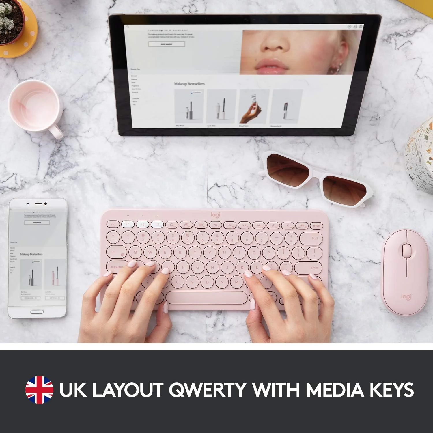 کیبورد بلوتوث بیسیم چند دستگاهی Logitech K380 با Easy-Switch برای اتصال تا 3 دستگاه، باریک، 2 سال عمر باتری – PC، لپتاپ، ویندوز، مک، Chrome OS، اندروید، iPad OS، Apple TV - رز کیبورد بلوتوث بیسیم چند دستگاهی Logitech K380 با Easy-Switch برای اتصال تا 3 دستگاه، باریک، 2 سال عمر باتری – PC، لپتاپ، ویندوز، مک، Chrome OS، اندروید، iPad OS، Apple TV - رز