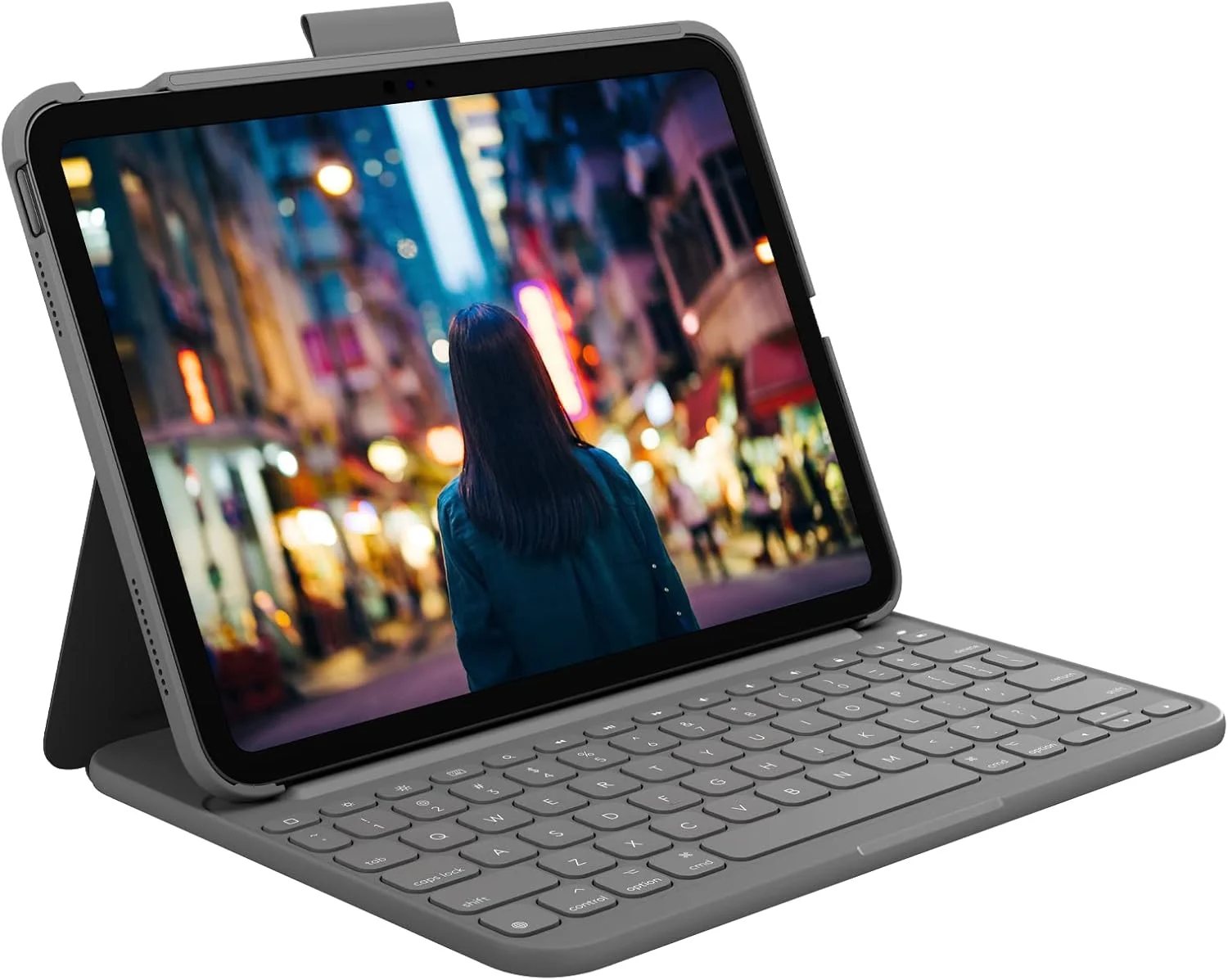 کیبورد لاجیتک آیپد (نسل 10) | Slim Folio با کیبورد بی سیم داخلی، طرح بندی QWERTY انگلیسی، گرافیت