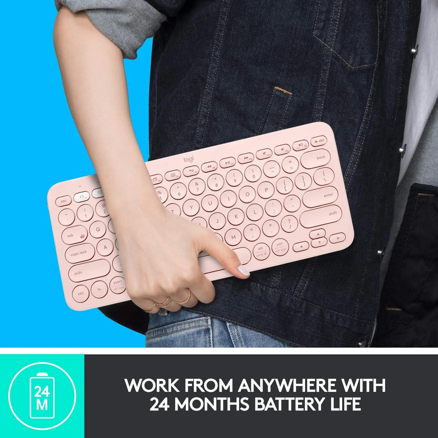 کیبورد بلوتوث بیسیم چند دستگاهی Logitech K380 با Easy-Switch برای اتصال تا 3 دستگاه، باریک، 2 سال عمر باتری – PC، لپتاپ، ویندوز، مک، Chrome OS، اندروید، iPad OS، Apple TV - رز کیبورد بلوتوث بیسیم چند دستگاهی Logitech K380 با Easy-Switch برای اتصال تا 3 دستگاه، باریک، 2 سال عمر باتری – PC، لپتاپ، ویندوز، مک، Chrome OS، اندروید، iPad OS، Apple TV - رز