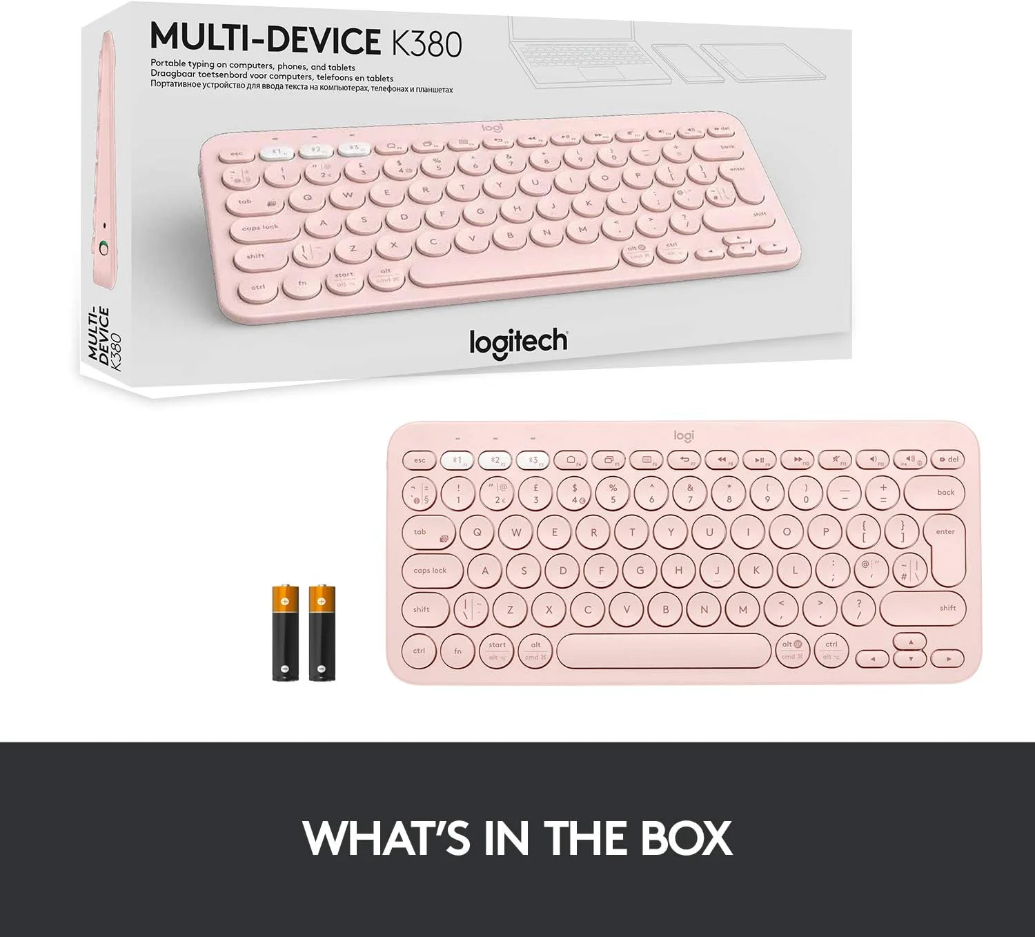 کیبورد بلوتوث بیسیم چند دستگاهی Logitech K380 با Easy-Switch برای اتصال تا 3 دستگاه، باریک، 2 سال عمر باتری – PC، لپتاپ، ویندوز، مک، Chrome OS، اندروید، iPad OS، Apple TV - رز کیبورد بلوتوث بیسیم چند دستگاهی Logitech K380 با Easy-Switch برای اتصال تا 3 دستگاه، باریک، 2 سال عمر باتری – PC، لپتاپ، ویندوز، مک، Chrome OS، اندروید، iPad OS، Apple TV - رز