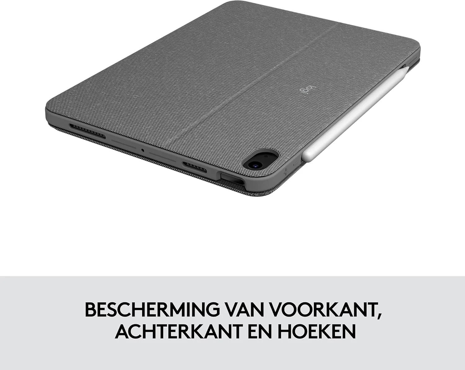 کیبورد و کاور لاجیتک Combo Touch مناسب آیپد ایر (نسل 4 و 5 - 2020 و 2022) - کیبورد جداشدنی با نور پس زمینه و پایه نگهدارنده، ترک پد با قابلیت کلیک در هر نقطه، اتصال هوشمند (Smart Connector)، طرح بندی QWERTY UK/US - خاکستری