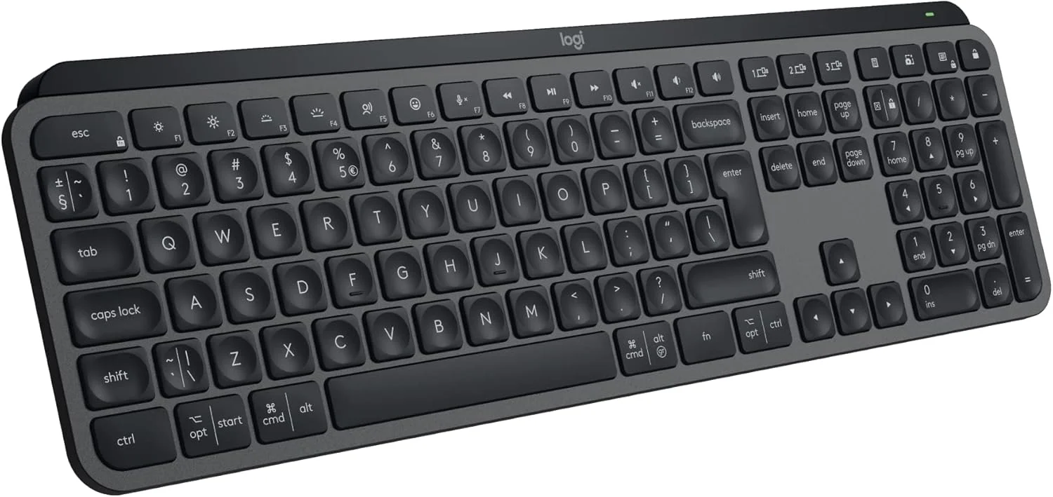 کیبورد بی‌سیم لاجیتک MX Keys S - پروفایل پایین، تایپ روان، دقیق و بی‌صدا، کلیدهای قابل برنامه‌ریزی، نور پس‌زمینه، بلوتوث، شارژ USB C، سازگار با ویندوز، لینوکس، کروم، مک - گرافیت، طرح‌بندی QWERTY UK