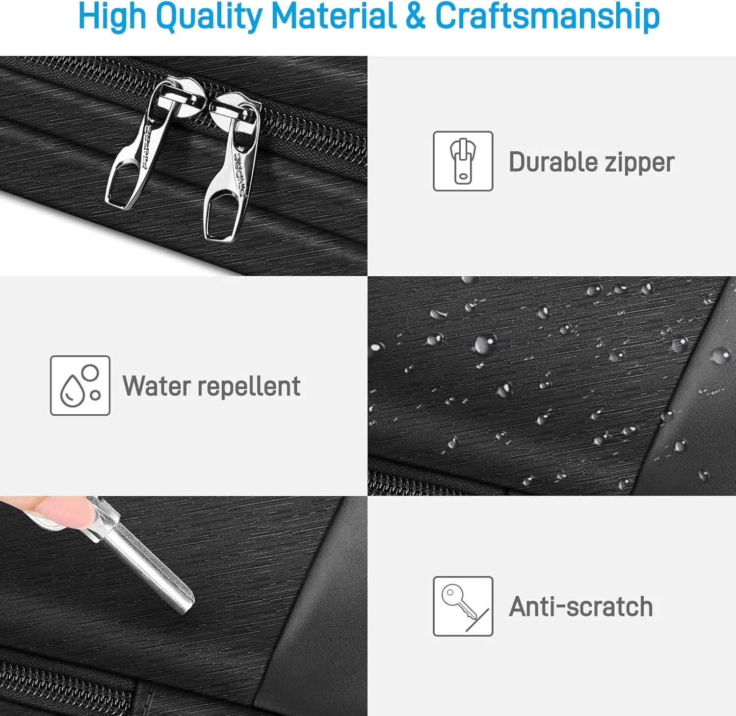 کیف شانه ای لپ تاپ Fintie مناسب برای MacBook Air 13.6 M2، MacBook Pro 14 A2442 A2779، MacBook Air/Pro 13 M2، Dell XPS 13، 13.5 اینچی Surface Laptop، 13 اینچی Samsung Lenovo HP Acer Laptop Chromebook، مشکی