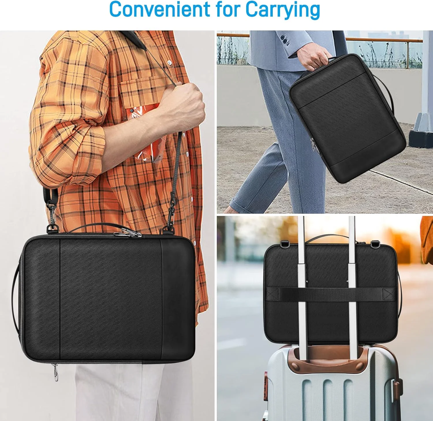 کیف شانه ای لپ تاپ Fintie مناسب برای MacBook Air 13.6 M2، MacBook Pro 14 A2442 A2779، MacBook Air/Pro 13 M2، Dell XPS 13، 13.5 اینچی Surface Laptop، 13 اینچی Samsung Lenovo HP Acer Laptop Chromebook، مشکی