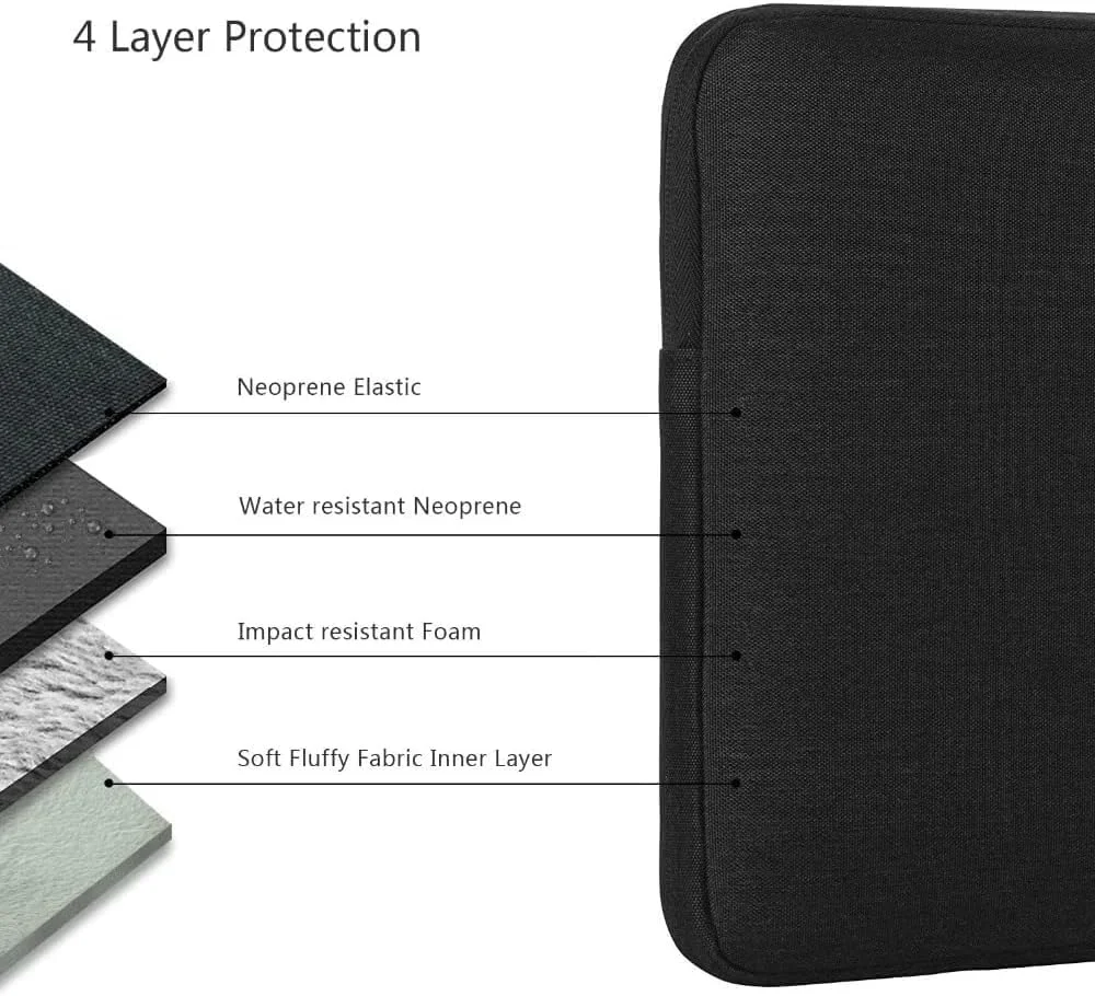 کیف لپ تاپ ضد آب 12.5 اینچی برای DELL/XPS 12.5" 9305/9300/9310/7390/9380، Dell Inspiron 12.5 5300 5310 7391، Lenove/Yoga 12.5"، قاب آستین کروم بوک نوت بوک HP Envy 12.5 اینچی (مشکی)