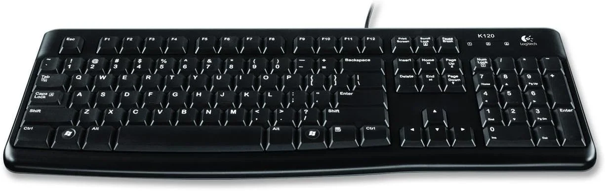 کیبورد سیم دار ارگونومیک لاجیتک مدل 920002478 K120، USB، مشکی