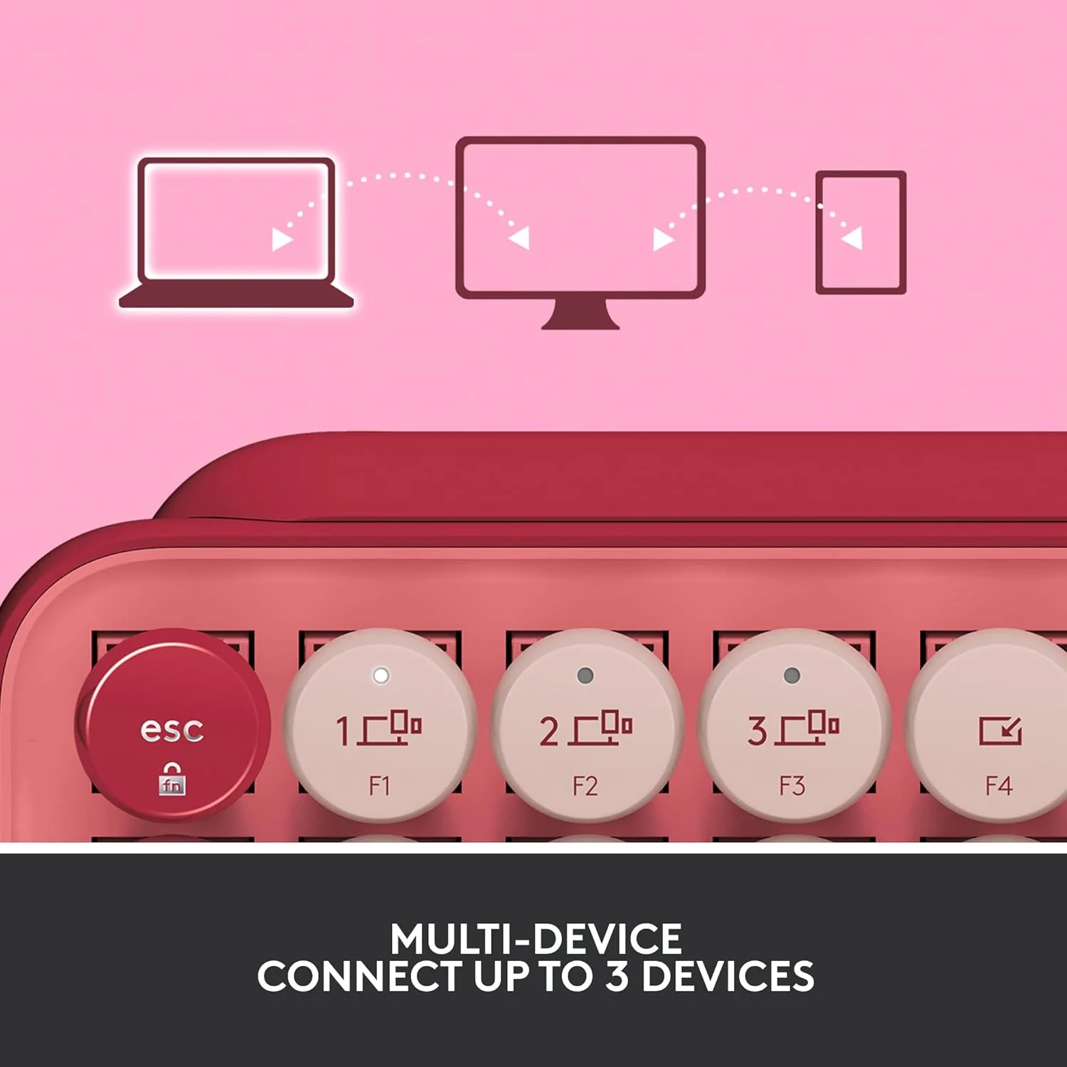کیبورد مکانیکی بی سیم لاجیتک POP Keys با کلیدهای ایموجی قابل تنظیم، طراحی جمع و جور بادوام، اتصال بلوتوث یا USB، چند دستگاهی، سازگار با سیستم عامل - Heartbreaker Rose کیبورد مکانیکی بی سیم لاجیتک POP Keys با کلیدهای ایموجی قابل تنظیم، طراحی جمع و جور بادوام، اتصال بلوتوث یا USB، چند دستگاهی، سازگار با سیستم عامل - Heartbreaker Rose