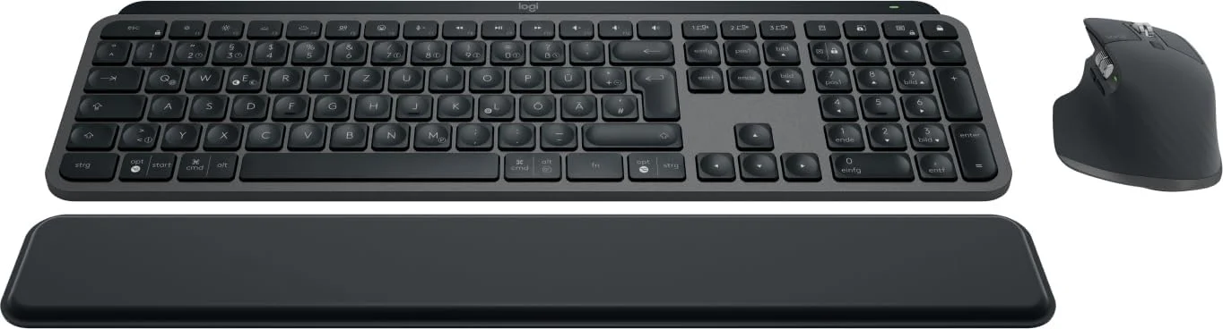 مجموعه عملکردی Logitech MX Keys S: MX Master 3S، MX Keys S و تکیه گاه مچ دست MX - گرافیت، طرح بندی آلمانی QWERTZ مجموعه عملکردی Logitech MX Keys S: MX Master 3S، MX Keys S و تکیه گاه مچ دست MX - گرافیت، طرح بندی آلمانی QWERTZ