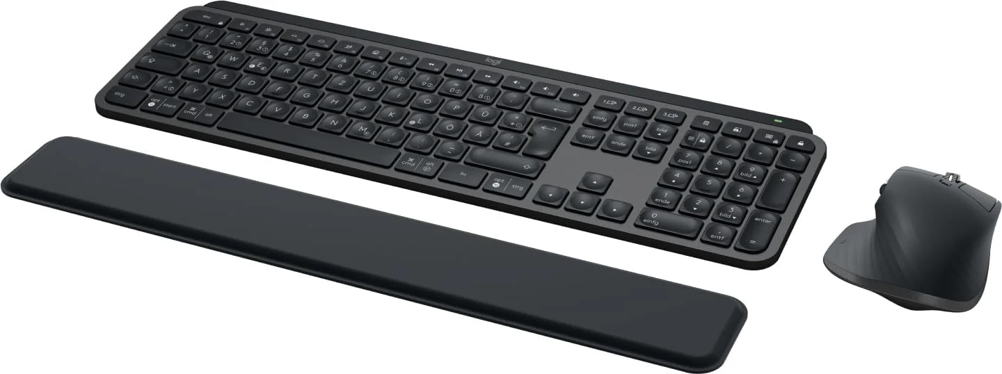مجموعه عملکردی Logitech MX Keys S: MX Master 3S، MX Keys S و تکیه گاه مچ دست MX - گرافیت، طرح بندی آلمانی QWERTZ مجموعه عملکردی Logitech MX Keys S: MX Master 3S، MX Keys S و تکیه گاه مچ دست MX - گرافیت، طرح بندی آلمانی QWERTZ